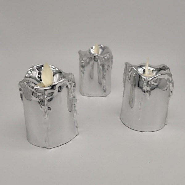 Elektrisk LED Flamels Ljus Simulerad Flimmer Heminredning Silver