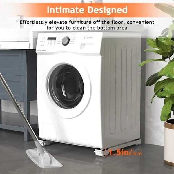 Washing Machine Mover, Adjustable Furniture Wheels, Portable Roller Base for Washing Machine, Dryer, Refrigerator - White