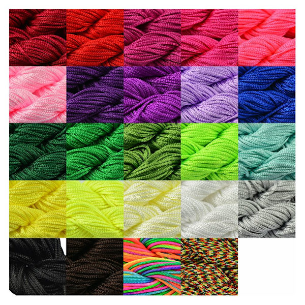 60 Meter 1mm Flerfärgad Kumihimo Nylon Flätad Tråd Armbandsmaterial
