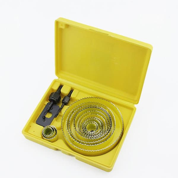 Hulsav i kulstofstål, diameter 19-127 mm, velegnet til træ, gipsplader, plast (gul)
