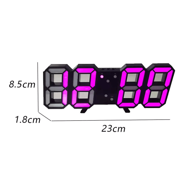 Digital Väggklocka LED Elektronisk Present Väckarklocka Intelligent 3D Digital Klocka Väckarklocka Pink