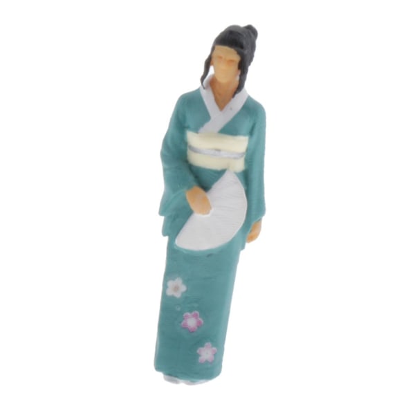 1:64 Japanska Kvinnor Barn Scenario Modell Scen Leksaksgrupp Grön