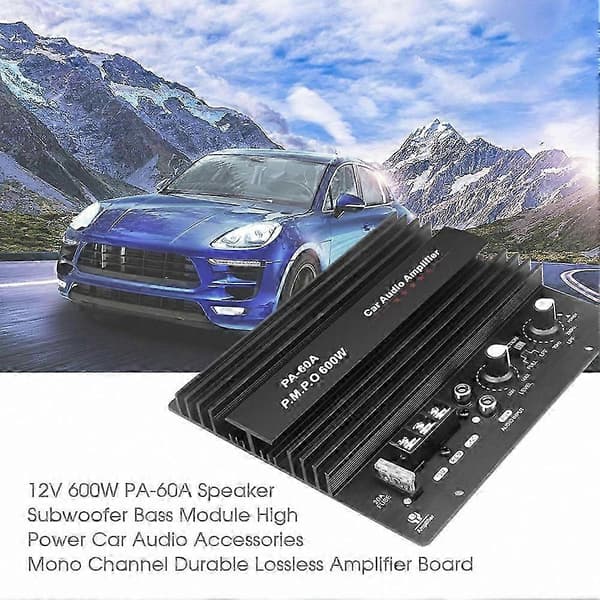 12V 600W Mono Bilforstærker, Højeffekts Subwoofer Basmodul, Tabsløst Audio Board Black