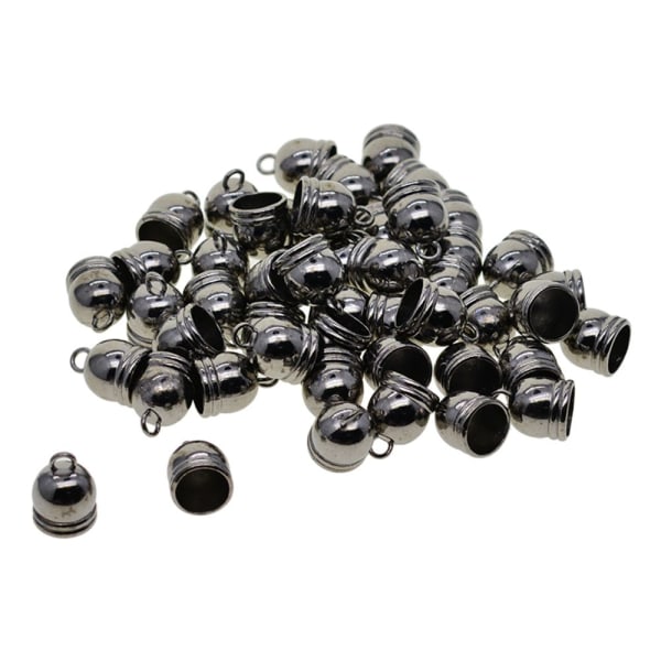 50 st 10 mm Klockformad Ändhylsa Mesh Kumihimo Snöre Tofs DIY Tillverkning Svart