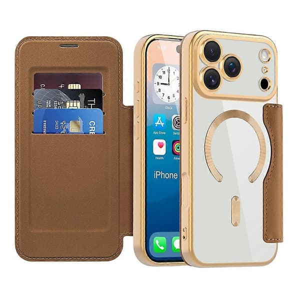 Kompatibelt fodral för iPhone 17 Pro Max kompatibelt med MagSafe Rhombus PU-läder mobilskal Brown