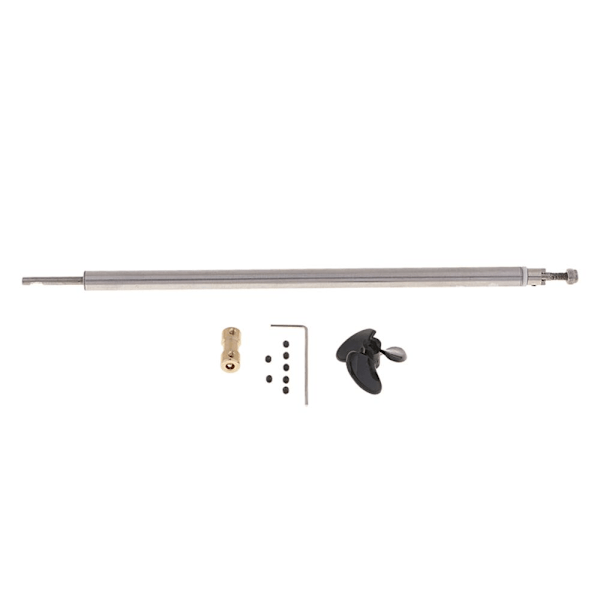 RC-fartygs drivaxel + universalknut + 3-bladig propeller + axelhylsa + f-koppling