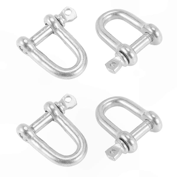 304 Rostfritt Stål Skruvstift D-stil Kätting D-schackel 4mm för Rigging M4 Förpackning med 4 Silver