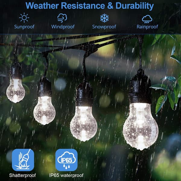[RM] Shatterproof E26 Bulbs Outdoor String Lights, Weatherproof Commercial Dimmable LED Lights, 14.6m (Daylight White)