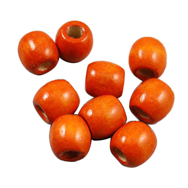 100 st Färgade Runda Träpärlor för Barnsmycken DIY Hantverk Orange