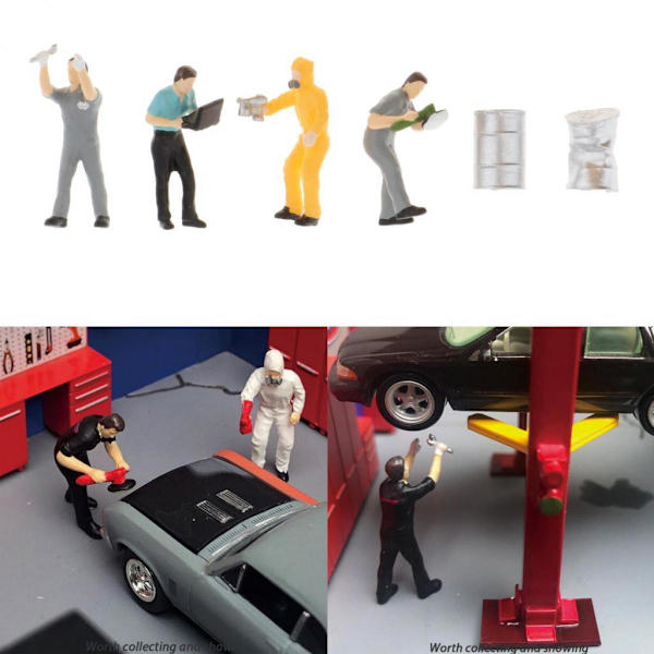 Set 1/64 Modellfolk Reparationsman Karaktär Docka Tillbehör Bordsdekoration Grå