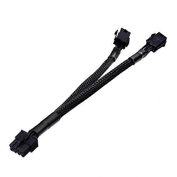 20 cm flettet GPU-strømadapterkabel - Dobbelt 6-benet til 8-benet hanstik med flettet ledning Black