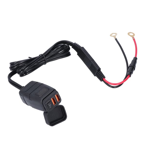 [RM]Motorcycle Charger QC3.0 Dual USB Waterproof Power Adapter with Voltmeter On/Off Switch 0.8