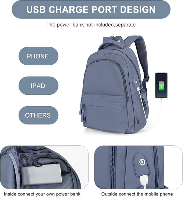 [RM]New Laptop Backpack, Waterproof Laptop Backpack with 15 Inch School Bag with USB Charging royal blue