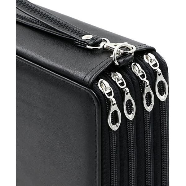 Penalhus - 184 PU-læder - Sort - Plads til 184 penne - Mål 24x20x8cm - Unisex