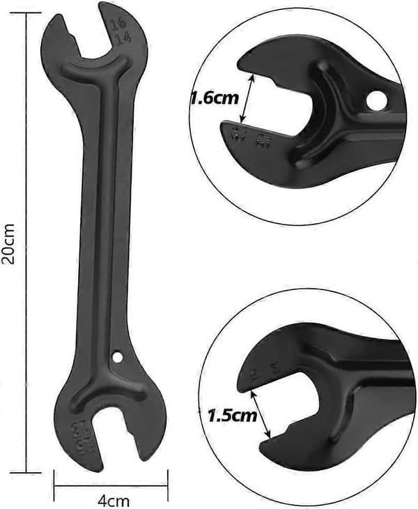 Set med 2 cykelnavnycklar, 20*4cm, svart, metallmaterial