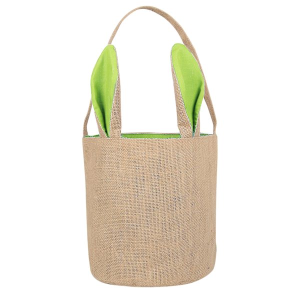 Presentpåse Bedårande Kaninöron Jute Kakförpackning Hållbar Påskkorg Säckväv för Hemmet Green