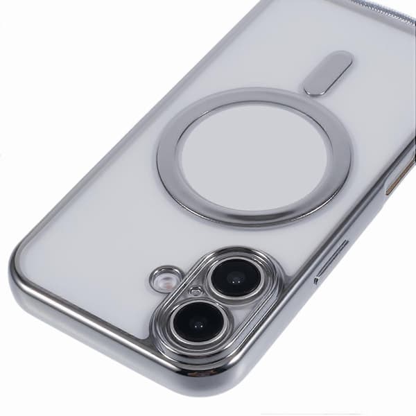 [RM] Til iPhone 16 Cover kompatibelt med MagSafe, elektropletteret TPU-beskyttelse med lang snor Silver Silver