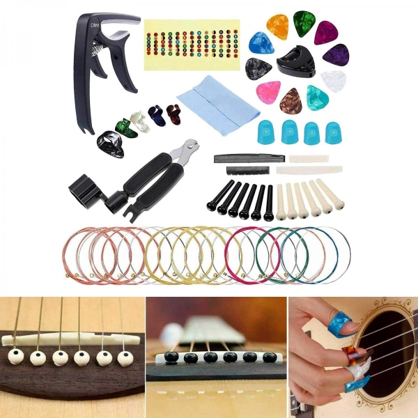 Set Gitarr Reparation Underhållsverktyg Kit Inkluderar Gitarr Capo  Ersättningsgitarr String Pins Bridge Sadel Mutter Picks Finger Picks 1e75 |  Fyndiq