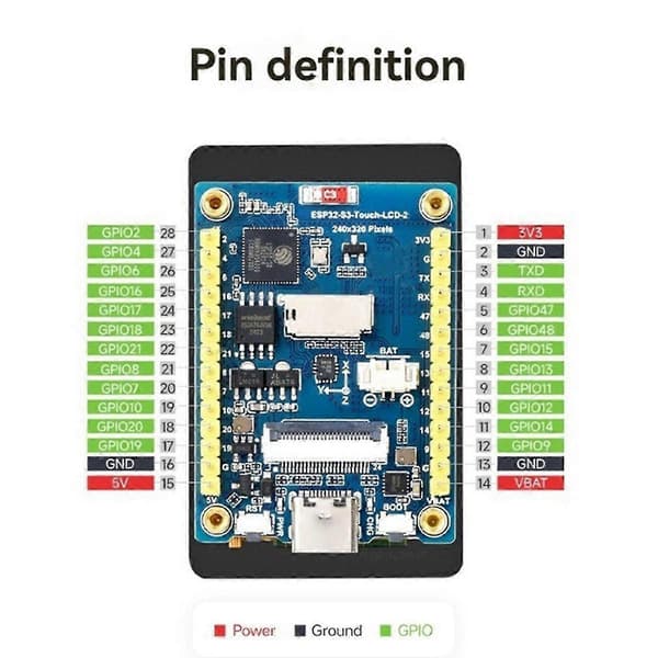 ESP32-S3 2,8 tommer Display Udviklingskort 480x640 RGB Kapacitiv Touch Display Skærm Understøtter WiFi & Bluetooth
