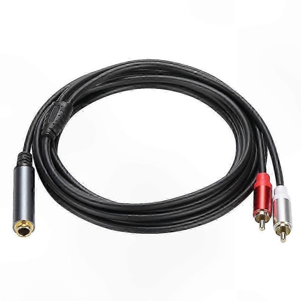 6,35 mm til 2 RCA han stereo splitter adapter forlængerkabel 3 meters