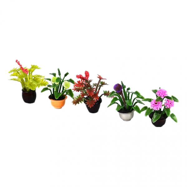 Set med 10 Miniatyr Konstgjorda Blommor Dockskåp Älva Trädgård Mikrodekor