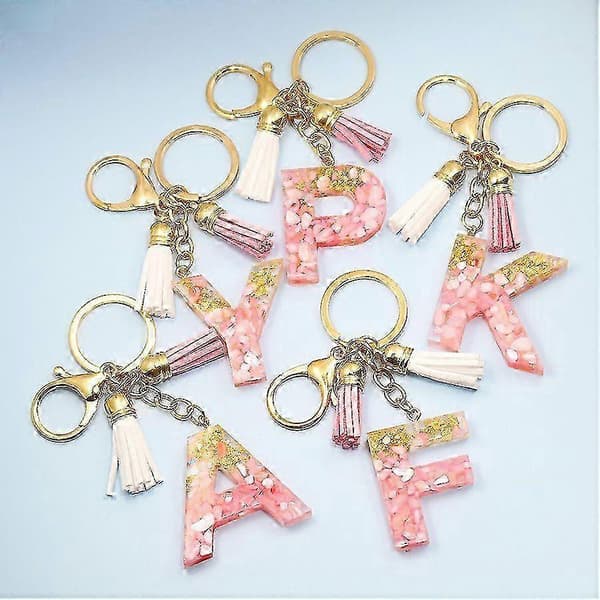 Sød Nøglering med Initial A-Z Bogstav Glitrende Nøglering Premium Taske Charm Nøglering Tilbehør (STK)
