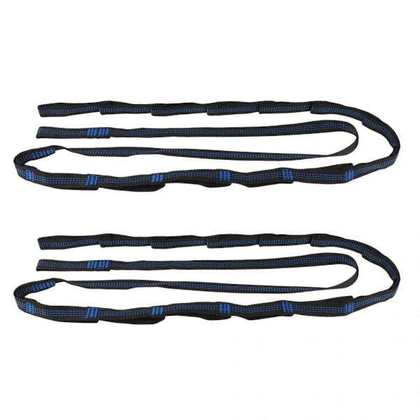 2 st trädhängande hängmattor justerbara remmar 280cm webbing 14 öglor blå