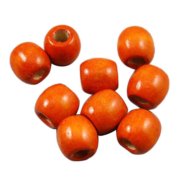 100 st Färgade Runda Träpärlor för Barnsmycken DIY Hantverk Orange