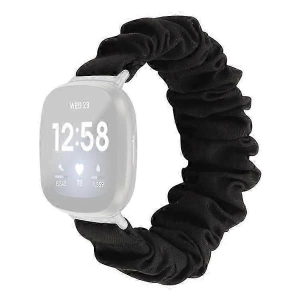 Kompatibel med Fitbit Versa 4 / Versa 3 / Sense 2 / Sense Elastisk Scrunchie Klokkereim Stoffmønster Trykt Hårbånd Stropp Armbånd Black