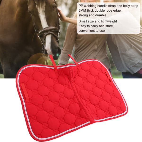[RM]Breathable Double Braided PP Woven Handle Horse Saddle Pad Durable Cotton Soft Sweat-Absorbent Red