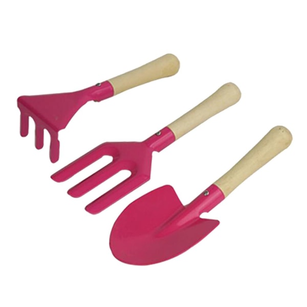 3st Mini Metal Rake Spade Gaffel Set Kids Beach Sandbox Toy Pink