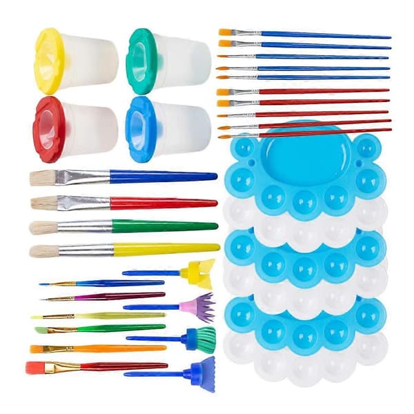 Akvarellmålarpenslar Kit för barn 2 set Målarverktyg Blandade färger