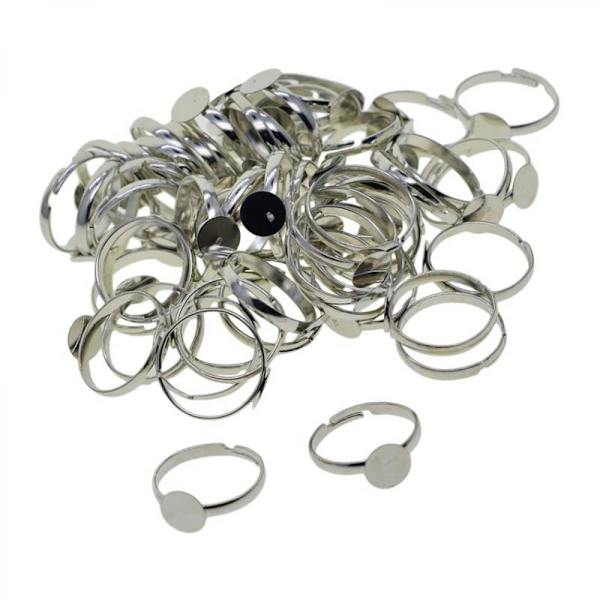 100 st Justerbara Ringhållare Justerbar Fingerringbricka för Cabochonbricka: 8mm