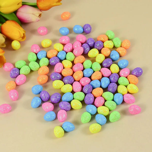 80 stycken/förpackning färgglada påskägg skum fågelägg DIY hantverkstillbehör 80pcs
