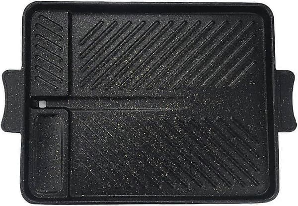 Rektangulær non-stick røgfri grillpande til indendørs eller udendørs grill, 32,7*26,2 cm, sort, materiale aluminiumslegering