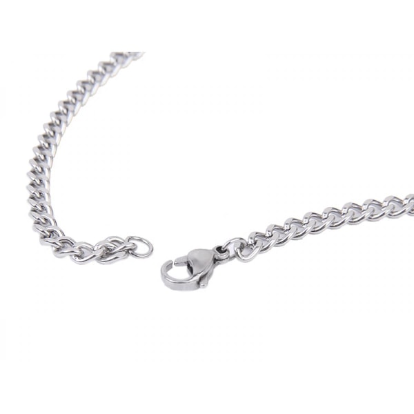 4mm Steampunk Curb Polerad Kubansk Silver Rostfritt Stål Halsband Herr Dam 50 cm Kedja