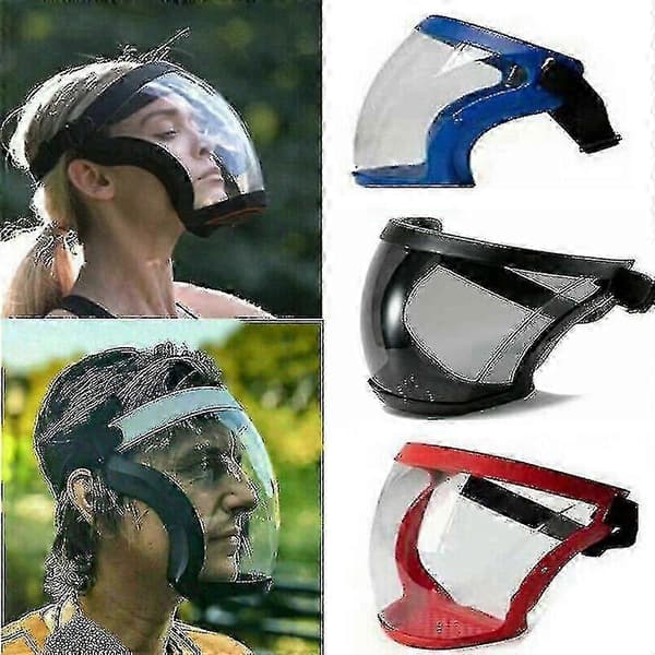 Anti-imma Full Face Shield Super Protective Head Cover Transparent Safety Mask Red
