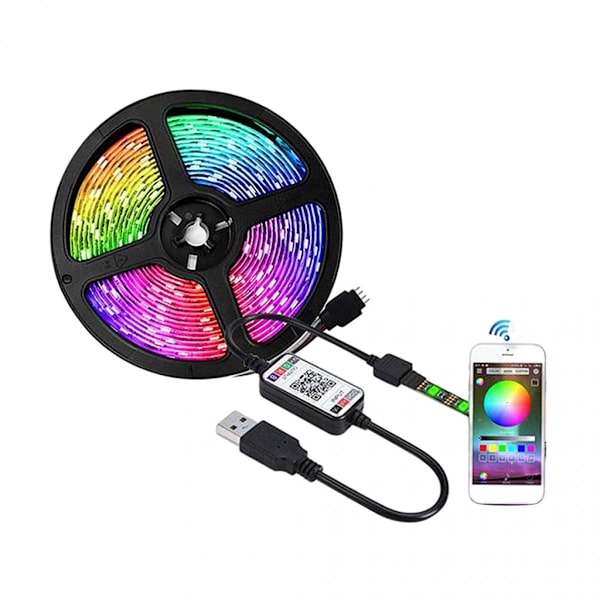 LED Strip Lights TV Bakgrundsbelysning 1/2/3/4/5M RGB USB Färgskiftande 5 Meter