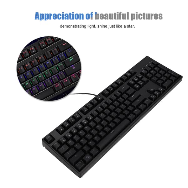 [RM]M-8 104 Keys Rainbow Backlit Mechanical Wired Computer Keyboard Gaming Office 0.1