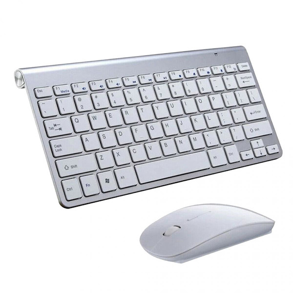 Mini Trådlöst Tangentbord Mus Set Vattentätt 2.4G För Laptop Mac PC Silver