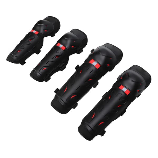 [RM] 4 pcs Knee & Elbow Pads with Luminous Function - Protective Set for Outdoor Cycling & Off-road - Red