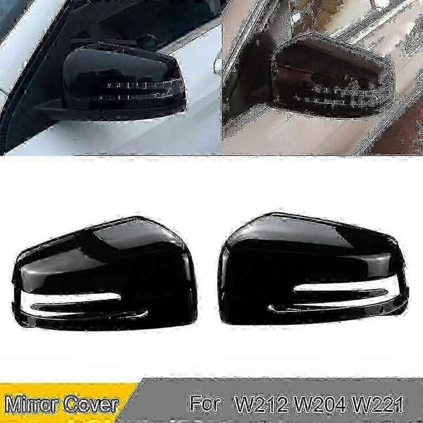 1 par blank sorte dørsspejlkapper til C E S klasse W204 W212 W221 CLA GLA 2009 - 2013 Bright black