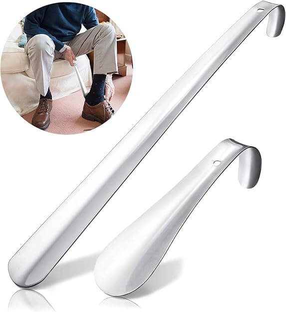 [RM]Skehøj i rustfrit stål, lang metalskehøj, 2-pak - 42 & 16 cm, lang rustfrit stål, meget robust design, perfekt til rejser