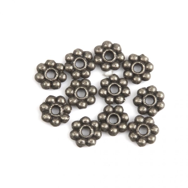 Parti om 100 st 4mm Rondell Mellanlägg Blomma Snöflinga Legering Hantverk DIY Smyckestillverkning - Gun Black