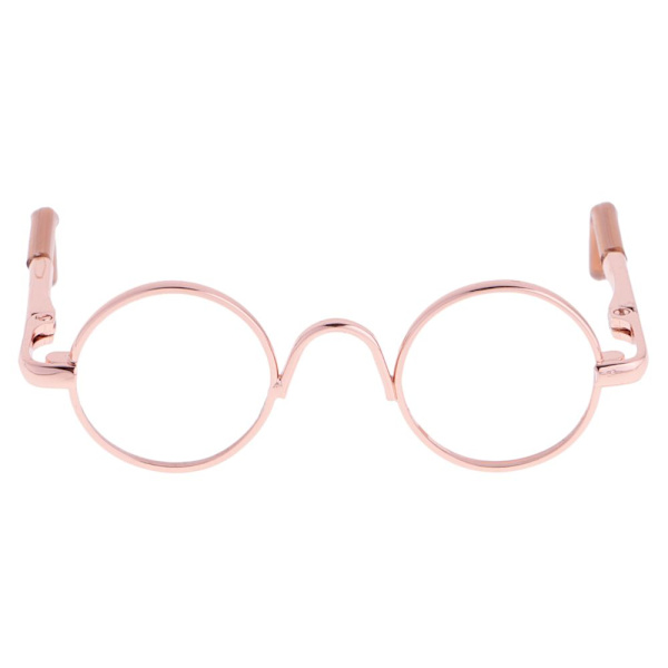 1/3 BJD Hippie Runda Glasögon för SD DOD Dock Guldram Klar Linser