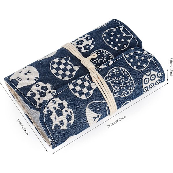 [RM]Circular Needle Case for Storage, Compact Empty Circular Needle Pouch, Circular Needle Holder with 11 Transparent Zipper Pockets Blue