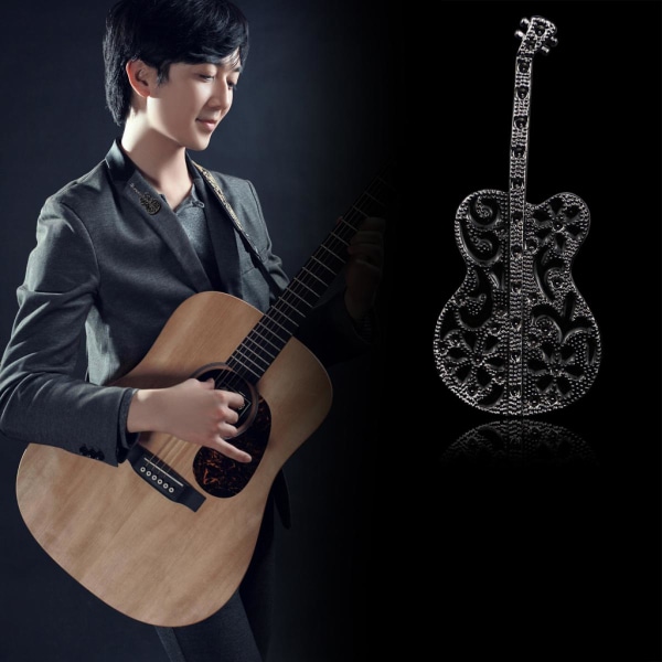 Herr Dam Legering Gitarr Brosch - Pistol Svart