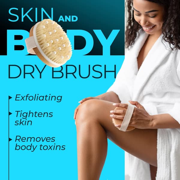Tør Børste til Kroppen (1 stk), Tørbørste til Cellulite og Lymfedrænage, Eksfolierende Børste med Bløde Massageknopper[RM]