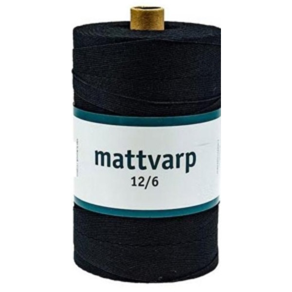 Extra stark varp 12/6 Svart - 500 gr / rulle - 100% ekologisk bomullsvarp Svart Black one size