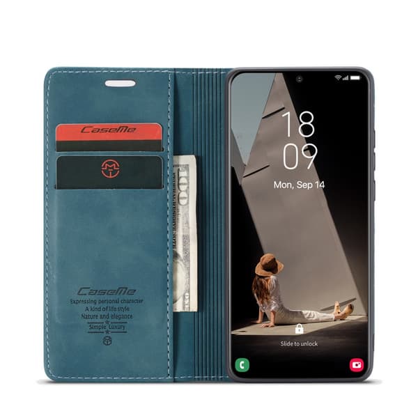 CaseMe Slim Wallet Case Compatible with Samsung Galaxy S21 FE Blue